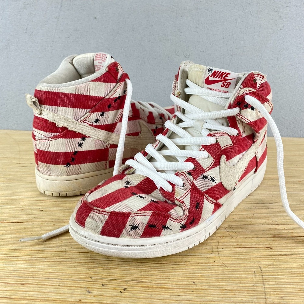 Nike Dunk High Pro SB Picnic 8.5 University White Striped High Top 305050-610